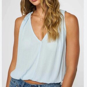 O'Neill Pale Sky Blue Flowy V-Neck Sleeveless Tank Beach Summer Size S